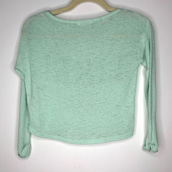 H&M Girls Teal Long SleeveMesh Shirt with Pink Heart Word Like Sz 8-10 Yrs - Picture 4 of 4